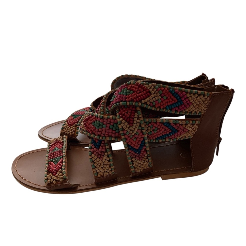 Brown Beaded Sandals